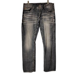 Salvage jeans mens 34R blue denim Mayhem straight leg Buckle 34x30 rock SLVG